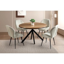 Viento Mobilya Pegasus Yuvarlak Olabilen Hazar Highgloss Açılır 120X70 Masa 4 Adet Babyface Kumaş Metal Ayak Porto Sandalye Masa Takımı