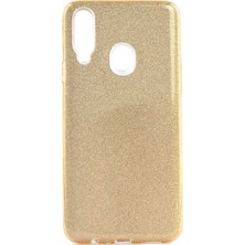 Egstech Samsung Galaxy A20S Kılıf Simli Parlak Sert Tpu+Pc Dayanıklı Kılıf