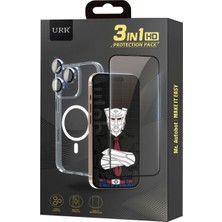 Sidens Store Urr iPhone 14 Pro Max Crystal Clear Magsafe 3in1 Ekran Koruyucu ve Kamera Lens Set - Şeffaf