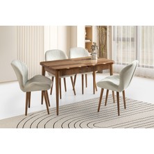 Viento Mobilya Kelebek Kütük Hazar Highgloss Açılır 120X70 Masa 4 Adet Babyface Ahşap Porto Sandalye Masa Takımı