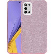 Egstech Samsung Galaxy A03S Kılıf Simli Parlak Sert Tpu+Pc Dayanıklı Kılıf