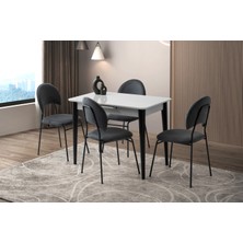 Viento Mobilya Milano Açık Gri Highgloss Açılır 100X60 Masa 4 Adet Babyface Metal Suna Sandalye Masa Takımı