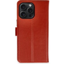 MMP Shop Iphone 15 Pro Max Uyumlu Kamera Korumalı Kapaklı Standlı Kartlıklı Deri Kılıf