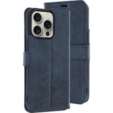 MMP Shop Iphone 15 Pro Max Uyumlu Kamera Korumalı Kapaklı Standlı Kartlıklı Deri Kılıf