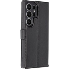 MMP Shop Samsung Galaxy S24 Ultra Uyumlu Kamera Korumalı Kapaklı Standlı Kartlıklı Deri Kılıf