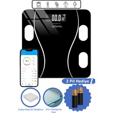 Feyza Design Dijital Tartı, Pil Hediyeli, Yağ ve Su Takibi, Kas ve Vücut Kitle Ölçer