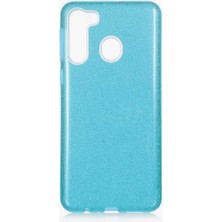 Egstech Samsung Galaxy A21 Kılıf Simli Parlak Sert Tpu+Pc Dayanıklı Kılıf