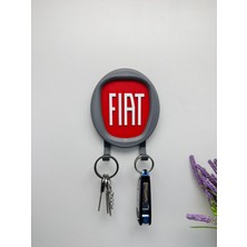 3dpazarıcom 3D Baskı Dekoratif Fıat Logo Model Tasarımlı Kırmızı Renk Anahtar Askılığı
