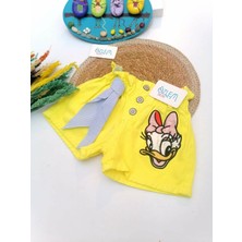 Lilitop Daısy Duck Nakışlı Beli Büzgülü Şort Sarı - 4-5 Yaş