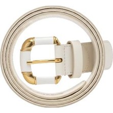 Shaco Design Beyaz Hakiki Deri Kadın Kemeri Vintage