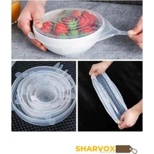Sharvox 6' Lı Set Silikon Gıda Saklama Streç Kapak Taze Tutan Streç Kapağı Seti Gıda Bonesi