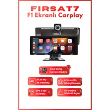 F1 Ekranlı 10.2 Inç 4K Görüntü Carplay Apple Android Uyumlu Arka/ön Görüş Kameralı Araç Ekranı