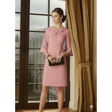 Nake Butik Kadın Kırmızı Midi Boy Şık Elbise – Fiyonk Detaylı