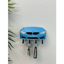 3dpazarıcom 3D Baskı Dekoratif Bmw M3 F30 Ön Model Tasarımlı Parlak Mavi Renk Anahtar Askılığı