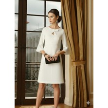 Nake Butik Kadın Kırmızı Midi Boy Şık Elbise – Fiyonk Detaylı