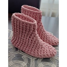 Ebruli El Örgüsü Kadife Ip Panduf Bot Kadın