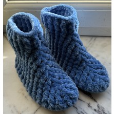 Ebruli El Örgüsü Kadife Ip Panduf Bot Kadın