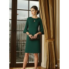 Nake Butik Kadın Kırmızı Midi Boy Şık Elbise – Fiyonk Detaylı