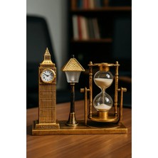 Snow Homs Işıklı ve Saatli Biblo Ofis Kum Saati Biblo Kum Saati London Masa Üstü Biblo 16 cm x 16 cm