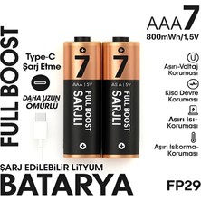 Cotton Soft Type-C Şarjlı 800MWH 1.5V Şarj Edilebilir 2’li Aaa Ince Pil - Lityum Iyon Batarya