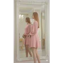 Nake Butik Kadın Kırmızı Yuvarlak Yaka Mini Elbise