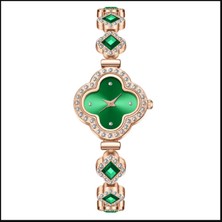 TrendyChic Taşlı Yonca Şeklinde Gold Saat