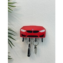 3dpazarıcom 3D Baskı Dekoratif Bmw M3 F30 Ön Model Tasarımlı Kırmızı Renk Anahtar Askılığı
