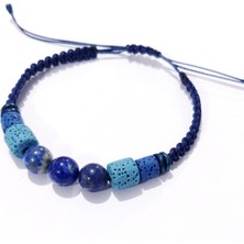 Funny Takı Lav Taşı Lapis Lazuli Hematit Doğaltaşlı Lacivert Makrome Unisex Bileklik