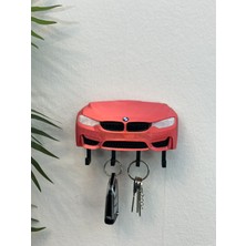 3dpazarıcom 3D Baskı Dekoratif Bmw M3 F30 Ön Model Tasarımlı Parlak Kırmızı Renk Anahtar Askılığı