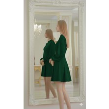 Nake Butik Kadın Kırmızı Yuvarlak Yaka Mini Elbise