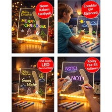 LED Yazı Tahtası Işıklı Çizim Panosu | Neon Kalemli USB Masaüstü Dekor Gece Lambası