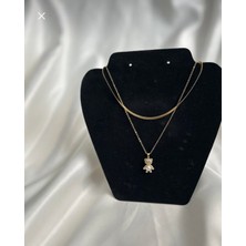 Huma Butik Takı Aksesuar Incili Ayıcık ve Yılan Zincir Seti