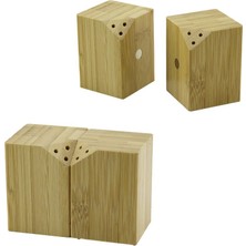 5X5CM--Y:7CM   2pcs   Mıknatıslı Ikiz   Ahşap Bambu  Baharatlık - Tuzluk (5224)