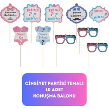 Cinsiyet Partisi Temalı Konuşma Balonu 10 Lu Paket - Dekoratif Parti Süsü