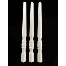 Hamadex 47 cm Beyaz Ahşap Torna Ayak – 3 Adet Ayak + 1 Adet Üç Girişli Bağlantı Aparatı