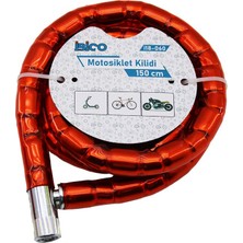 Tüp Anahtarlı Metal Kafa Çelik Motor - Bisiklet Kilit Silindirik Spiral Kilit Kırmızı