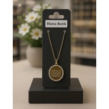 Huma Butik Takı Aksesuar Ayet-El Kürsi Işlemeli Madalyon Kolye