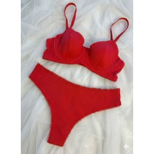 Yılbaşı Özel Kırmızı Fitilli Pamuklu Sütyen Külot Takımı