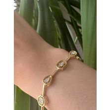 Toz Vintage Fira Taş Detaylı Altın Renk Şık Tasarım Vintage Retro Bileklik