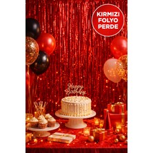 Toyfest 1 Adet Kırmızı Parlak Parti Perdesi 100X200 cm – Doğum Günü, Baby Shower, Fotoğraf Arka Fon 100*200