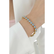 Toz Vintage Ferlis Nazar Taş Detaylı Altın Renk Şık Tasarım Vintage Retro Bileklik