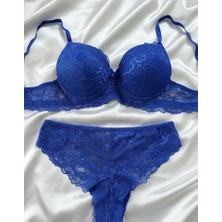 Saksmavi Dolgulu Destekli Sütyen Külottakım