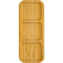 PudraLuna Bambu 3 Bölmeli Çerezlik, Sunumluk, Kahvaltılık, Sosluk, Sunum Tabağı