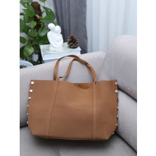 Alvora Zımba Detaylı Süet Büyük Omuz Çantası