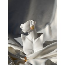 NB Steelora Mineli Karışık Renk Gold Renk Kadın Küpe