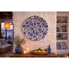 Atagift Hediyelik Nazar Desenli Metal Dekoratif Sunum Tabağı & Duvar Tabağı Dekoratif Duvar Süsü 25 cm