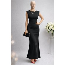 Fitslim Siyah Uzun Elbise