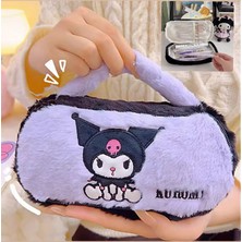 Kuromi Peluş Büyük Boy Bölmeli Kalemlik Kalem Kutusu El Çantası Okul Ofis Kırtasiye Lüx Hediyelik