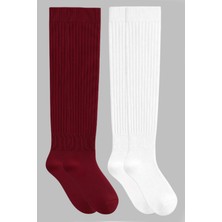 Cotenconcept 2 Çift Basic Lastikli Kalın Pamuk Karışımlı Diz Üstü Çorap