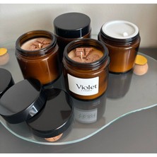 Violet Candle Decor Kahve Kokulu Amber Kavanoz Mum